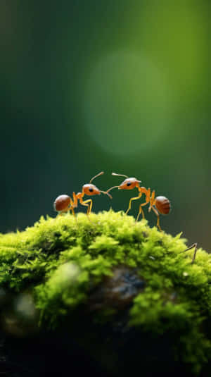 Ants_ Conversing_on_ Moss Wallpaper