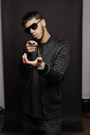 Anuel Aa In All Black Wallpaper