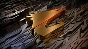 Aorus Logo Golden Accenton Abstract Wallpaper