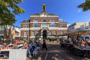Apeldoorn City Center Outdoor Cafe Wallpaper