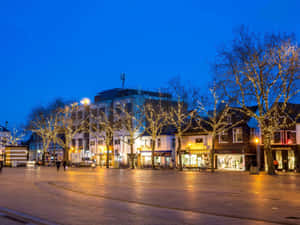 Apeldoorn City Center Twilight Lights Wallpaper