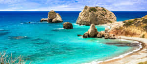 Aphrodite's Rock In Paphos Wallpaper