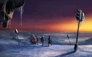 Apocalyptic Landscape Under Frozen Skies Wallpaper