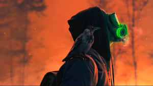 Apocalyptic_ Vision_with_ Gas_ Mask_and_ Bird Wallpaper