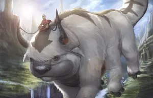 Appa And Aang Graphic Sketch Wallpaper