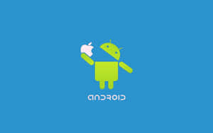 Apple Eating Android Minimalist Art Wallpaper