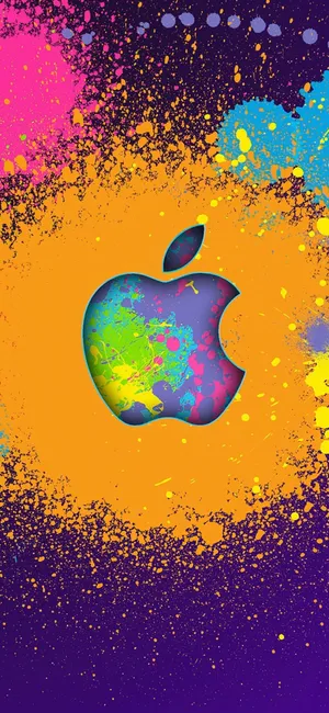 Apple Logo Paint Splash Iphone Xs Wallpaper