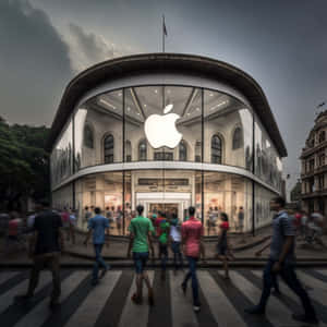 Apple_ Store_ Facade_with_ Pedestrians Wallpaper