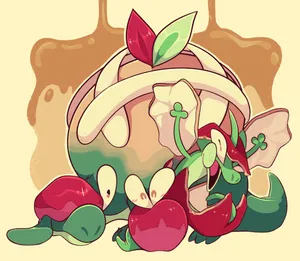 Applin And Flapple With Appletun Wallpaper