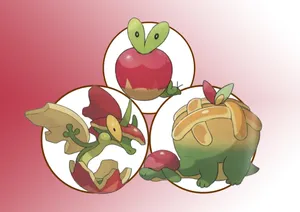 Applin Evolution Line On Red Background Wallpaper