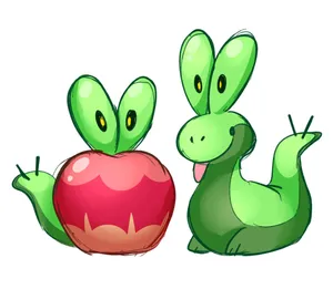 Applin With Green Worm Wallpaper