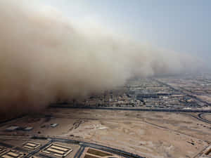 Approaching_ Dust_ Storm_ Over_ Cityscape Wallpaper