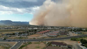 Approaching Dust Storm Over Suburbia Wallpaper