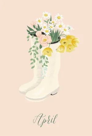 April Floral Boots Aesthetic Wallpaper