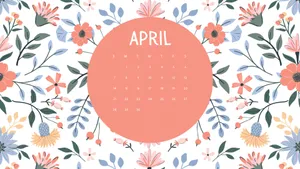 April Floral Calendar Design Wallpaper