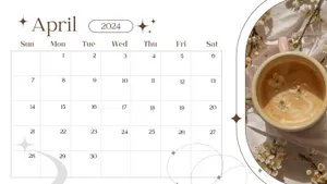 April2024 Calendar Floral Coffee Aesthetic.jpg Wallpaper