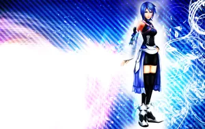 Aqua Standing Amidst A Dreamy Landscape Wallpaper