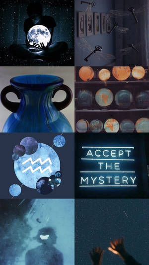 Aquarius Zodiac Blue Collage Wallpaper