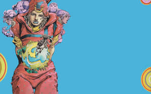 Araki Styled Character Holding Globe Wallpaper