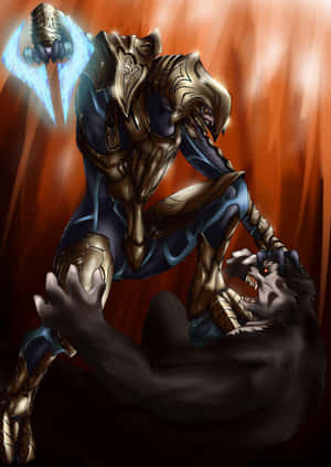 Arbiter, The Elite Warrior From Halo, Wielding An Energy Sword Wallpaper