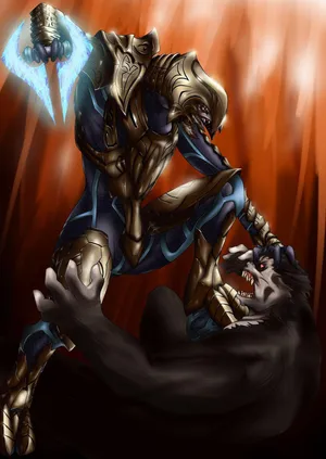 Arbiter, The Elite Warrior From Halo, Wielding An Energy Sword Wallpaper