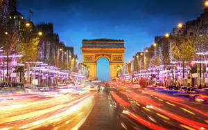 Arc De Triomphe Colorful Lights Wallpaper