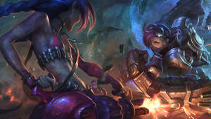 Arcane Jinx And Vi Fight Wallpaper