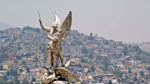 Archangel Michael Statue Symbolism Wallpaper
