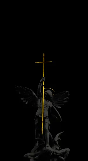 Archangel Michael With Golden Cross Wallpaper