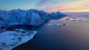 Arctic Dusk Mountainous Coastline Wallpaper