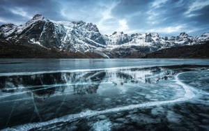 Arctic Mountain With Crystal Snow Wallpaper