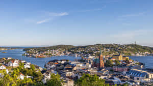 Arendal Cityscape Overlook Norway Wallpaper