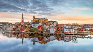 Arendal Waterfront Reflections Norway Wallpaper