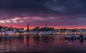 Arendal Waterfront Sunset Wallpaper
