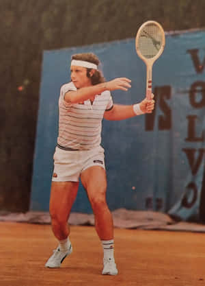 Argentine Tennis Legend Guillermo Vilas In Action At Us Open Wallpaper