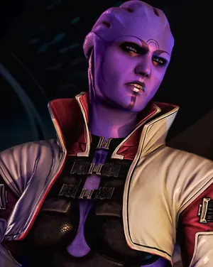 Aria T'loak, The Powerful And Feared Asari Leader, Sits On Her Throne At The Afterlife Club On Omega. Wallpaper