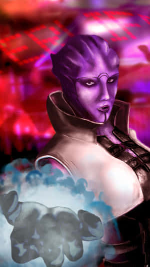 Aria T'loak, The Powerful Asari Leader Of Omega From The Mass Effect Series Wallpaper