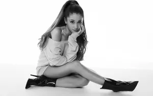 Ariana Grande Blackand White Portrait Wallpaper