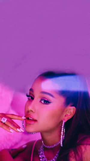 Ariana Grande Pink Glow Portrait Wallpaper