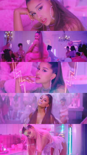 Ariana Grande Striking A Pose In Trendy Aesthetic Outfit Wallpaper