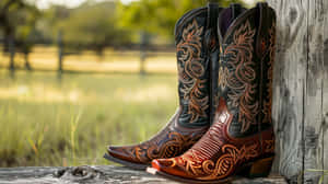 Ariat Western Cowboy Boots Outdoor Setting Wallpaper