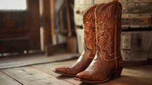 Ariat Western Cowboy Boots Wooden Floor Wallpaper