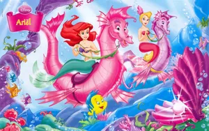 Ariel On A Sea Horse Wallpaper