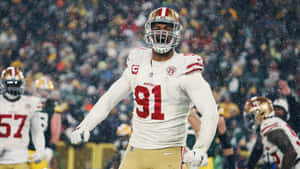 Arik Armstead In San Fransisco 49ers Versus Green Bay Packers Wallpaper