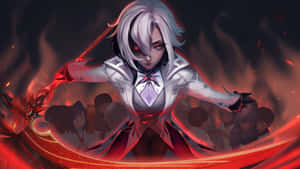 Arlecchino Fiery Battle Stance Wallpaper