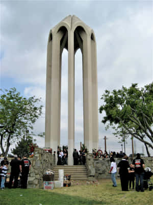 Armenian Genocide Memorial And Monument With Visitors Wallpaper