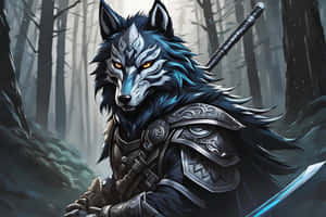 Armored Anime Black Wolf Warrior Wallpaper