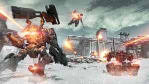 Armored Core Mech Battle Snowscape Wallpaper
