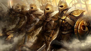 Armored Knights Fight For Honor In A Medieval Guild War Wallpaper
