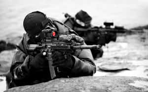 Army Rangersin Training Blackand White Wallpaper